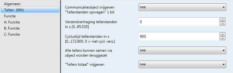 3.2.2 Parametervenster Tellen (Wh) In parametervenster Tellen (Wh) worden instellingen opgegeven die voor alle tellers relevant zijn.