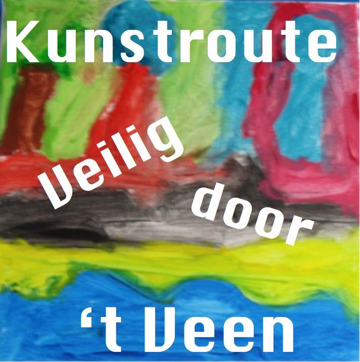Het Nieuws Schilderen voor de Kunstroute Veilig door t Veen in Witteveen met handjes en voetjes verven en er wellicht met hun fietsje of driewieler met verf overheen rijden!