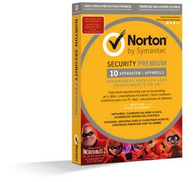 NORTON SECURITY PREMIUM Beschermt tot 10 pc's, Mac -, Android en ios-apparaten met
