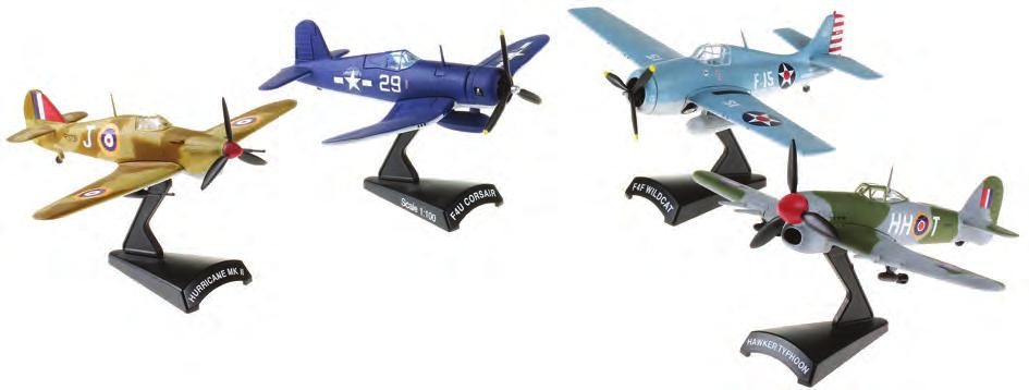 42 Falco (1:75), Nieuport 28 (1:64), Sopwith F1 Camel (1:63), alle drie op voetje Lot met 4 metalen miniaturen van straaljagers: KFIR (1:120), Aermacchi MB339 (1:94), Casa C101 (1:100), MIG-23