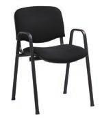 Vergaderstoel Stapelbare stoel. Solide frame in Zwart epoxylak. Leverbaar in zwart. Met armleggers.