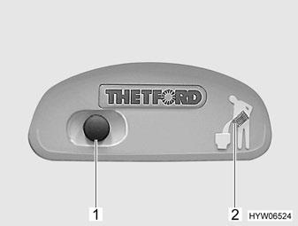 11 Sanitaire inrichting 11.7.1 Zwenkbaar toilet De spoeling van het Thetford-toilet verloopt rechtstreeks via het watersysteem van het voertuig.