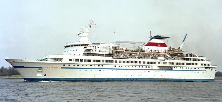 AZERBAYDZHAN, IMO 7359474, 14-4-1975 te water, 18-12-1975 opgeleverd door Oy Wärtsilä Ab, Helsinki (1221) als AZERBAIZHAN aan Black Sea Shipping Co, Odessa, vlag: U.S.S.R. Zusterschepen: BELORUSSIYA, GRUZIYA, KARELIYA en KAZAKHSTAN.