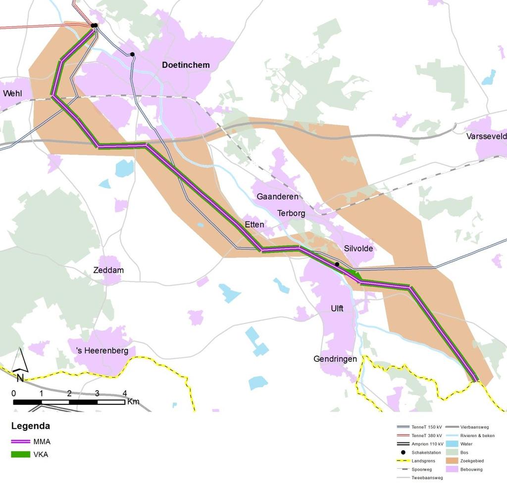 Afbeelding 18 Tracé VKA Het verschil tussen het MMA en VKA tracé is het gewijzigde tracé bij het DRU-park (zie Afbeelding 18).