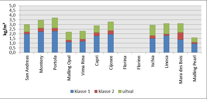 Vijf van de rassen werden zowel in het najaar als in het voorjaar aangeplant, met als doel om de najaarsplanting en de voorjaarsplanting met elkaar te vergelijken.