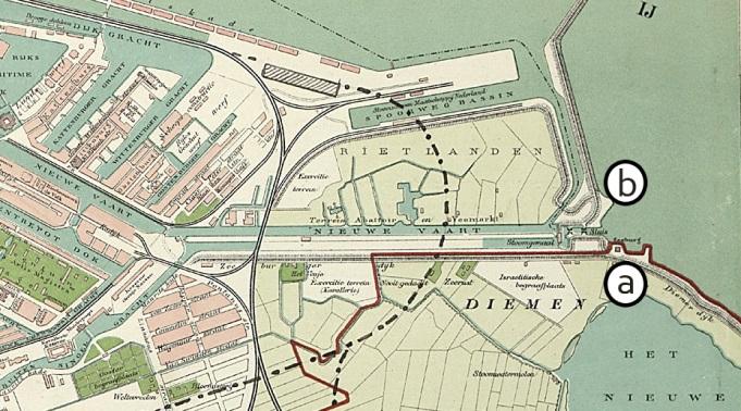 De IJ oever rond Zeeburg werd vanaf het laatste kwart van de 19de eeuw ingrijpend getransformeerd met de aanleg van het Amsterdam Rijnkanaal, een project dat in drie fasen tot stand is gekomen en