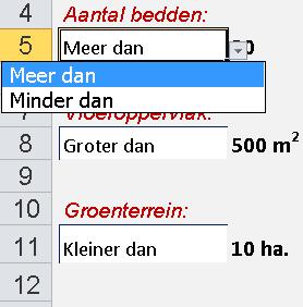 Deze tabel wordt automatisch aangepast op basis van de aangegeven status per eis en eigenschappen van de locatie.