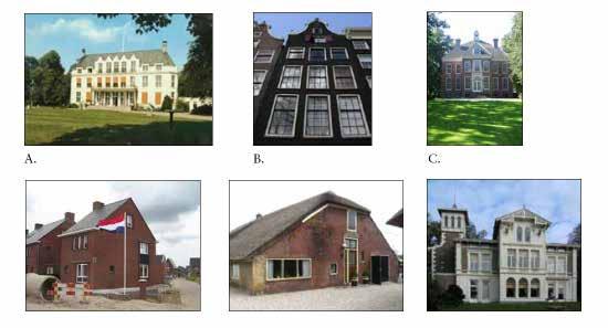 Bijlage 3: Leerlingenwerkblad bij les 1 20 1. Hieronder zie je zes verschillende plaatjes van huizen. a. Welke plaatjes zijn van buitenplaatsen?