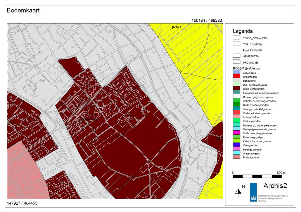 Afbeelding 3: Bodemkaart (bron: Archis 2) Archeologische