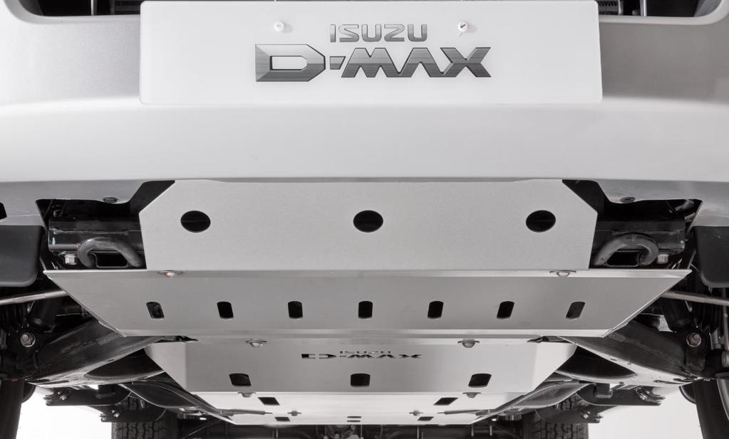 SKID PLATES RADIATOR, ENGINE & GEARBOX (3mm) Deze skid plates, gemaakt van 3mm dik staal, beschermen de radiator, motor, versnellingsbak en transferbak van uw D-max in alle omstandigheden.