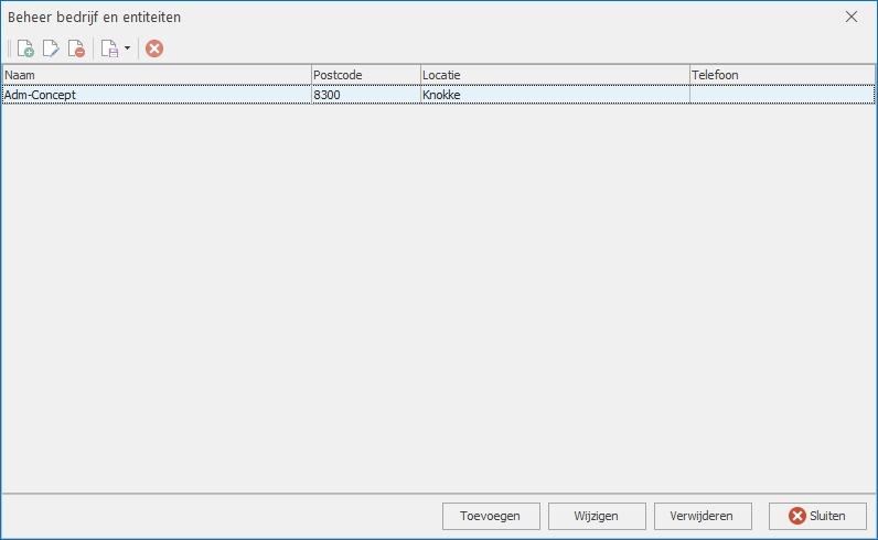 Van hieruit kan u entiteiten aanmaken, wijzigen f verwijderen. Wanneer u kiest m een entiteit aan te maken f te wijzigen krijgt u nderstaand scherm te zien.