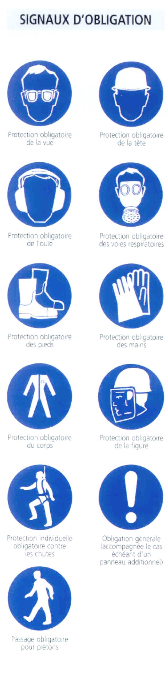 Hulpfiches, Observatie Gebodstekens blauwe cirkel afbeelding van de actie die verplicht is: bijvoorbeeld het dragen van een helm GEBODSTEKENS Oogbescherming verplicht Veiligheidshelm verplicht