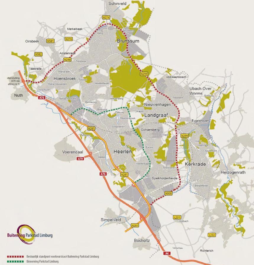 BIJLAGE III: TRACÉ BINNEN- en BUITENRING PARKSTAD LIMBURG Kaart III Tracé Binnen- en Buitenring Parkstad