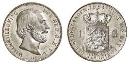 1855 Aantrekkelijke gulden Koning Willem III Leuk cadeau voor iedereen In 3 kwaliteiten NVMH-Muntalmanak waarde 50/250,GRATIS
