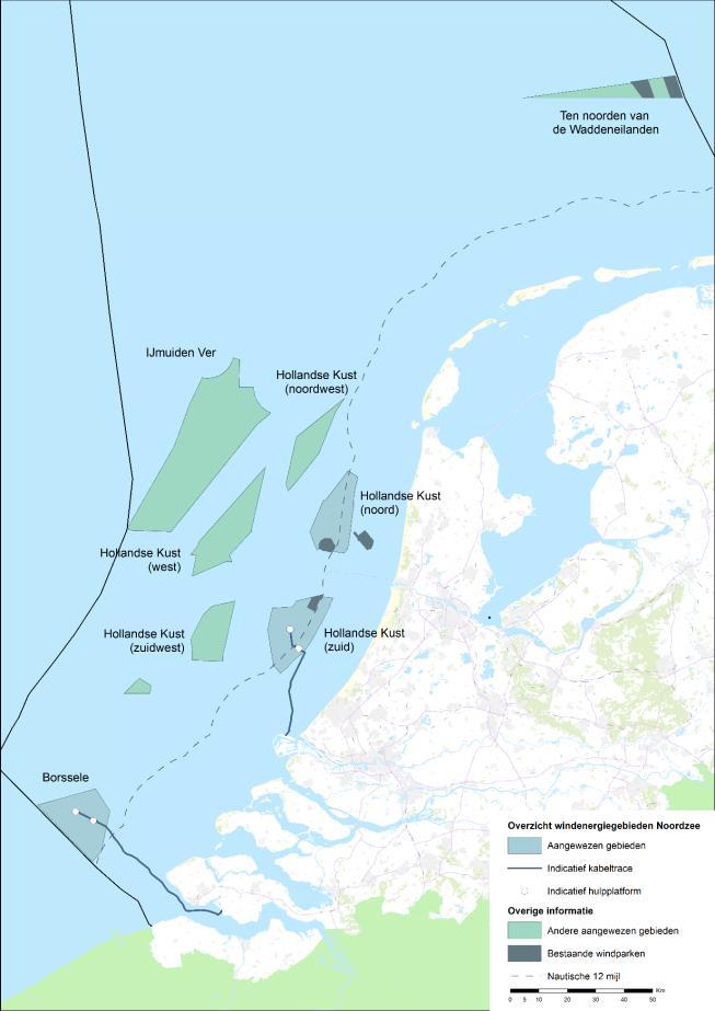 3 PROCES EN BESCHRIJVING VOORNEMEN Aanleiding en Routekaart windenergie op zee Figuur 2-1 De aangewezen windenergiegebieden (Routekaart Windenergie op Zee) Om de Nederlandse duurzame