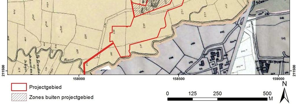 In de loop van de 19 de eeuw lijkt het akkerareaal wat toe te nemen ten koste van de zones met bos. Alleszins is op de kaart uit 1902 geen bos meer aanwezig (figuur 16).