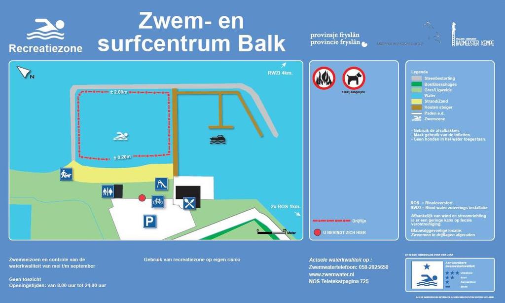 informatiebord Bij de zwemwaterlocatie staat een bord met informatie over de gezondheidsaspecten van het zwemmen op de betreffende locatie (zie figuur 6).