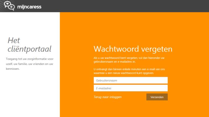 Wachtwoord vergeten U ziet dan het scherm dat hiernaast staat.