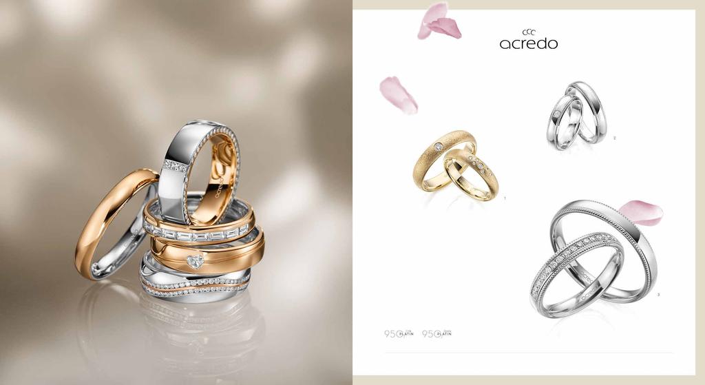 Uw liefde. Uw stijl. Uw ringen. Met oog voor detail Inspirerende designs, perfecte vormen, een zekere vanzelfsprekendheid en uitstekende kwaliteit kenmerken de trouwringen van acredo.