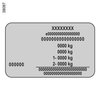 toegelaten totaalmassa). 5 Max. toegelaten treinmassa: auto met aanhanger. 6 MMTA (max.