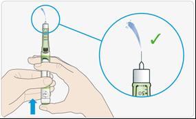 STAP 3: Doe een veiligheidstest Doe altijd een veiligheidstest voor iedere injectie dit is om: te controleren of uw pen en naald goed werken.