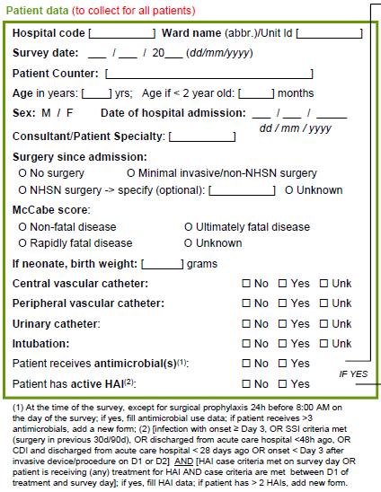 PATIËNTGEGEVENS NHSN surgery: zie codeboek (p.