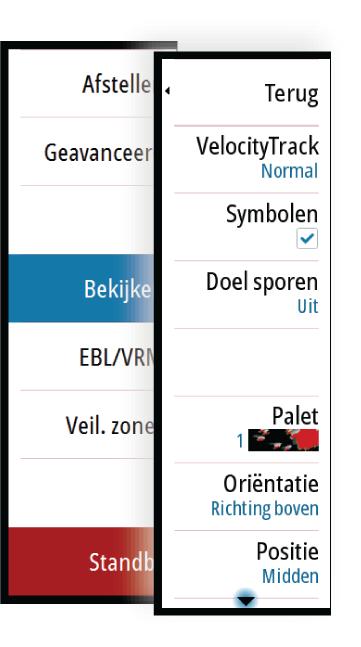 Pictogram Tuner VHF Afspelen Selecteer om de favoriete stations voor de tuner weer te geven Selecteer om de favoriete kanalen voor de marifoon weer te geven Selecteer om de apparaatverke nner weer te