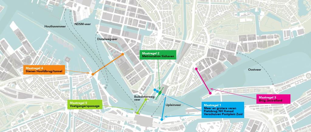 Sprong over het IJ: ons voorstel Veerdienst huidige route Huidige situatie 46.000 mensen per dag Groeiscenario 2030 80.