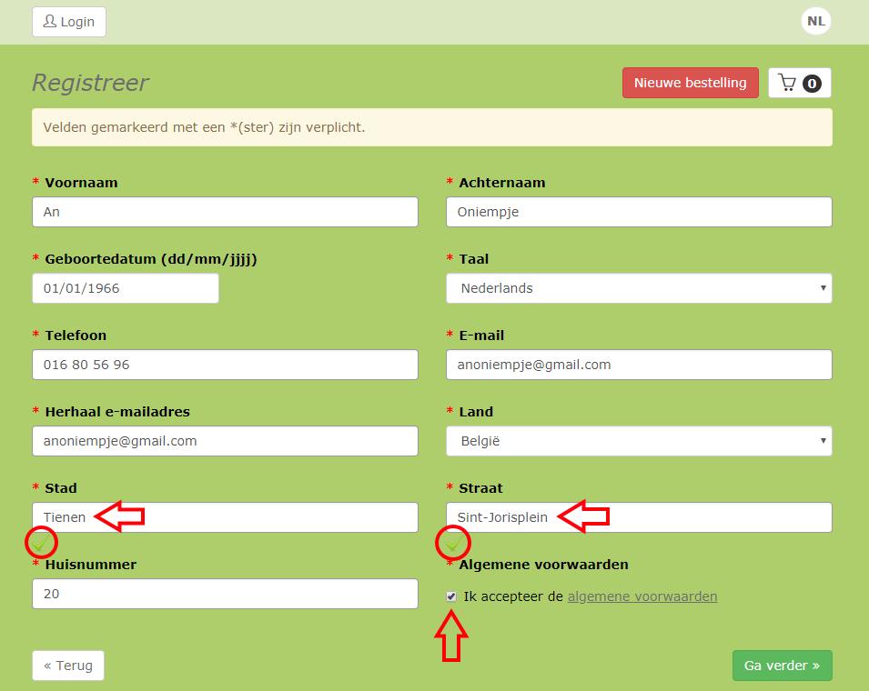 3. Registratie ticketkoper Bij het eerste gebruik van dit ticketingsysteem, moeten ALLE ticketkopers zich registreren voor ze de reservatie kunnen afronden en de betaling uitgevoerd kan worden.