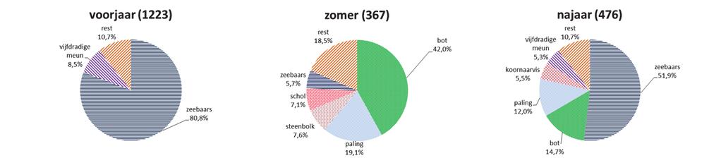 3.2.2 Relatieve vissamenstelling in 2015 We gebruiken de relatieve aantallen en gewichten voor het bepalen van de vissamenstelling in het IJzer-estuarium.