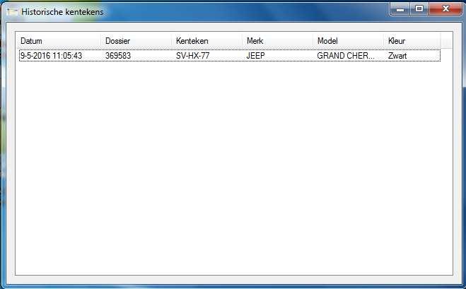 Kentekenkaart historie Via het historiemenu krijgt u een overzicht van reeds ingelezen kentekenkaarten en
