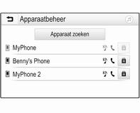 Als er geen telefoon is verbonden, is het menu Apparaatbeheer ook toegankelijk via het telefoonmenu. Druk op ; en selecteer dan TELEFOON. 3. Druk op Apparaat zoeken.