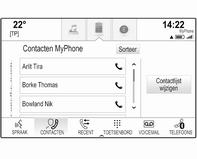 Telefoontoepassing: Selecteer een van de items in de lijst om de contactgegevens weer te geven.