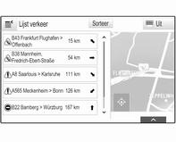 58 Navigatie Informatie over verkeersincidenten Verkeersinformatie Druk op ; en selecteer VERKEER voor een lijst met de verkeersincidenten in de buurt van de huidige voertuiglocatie.