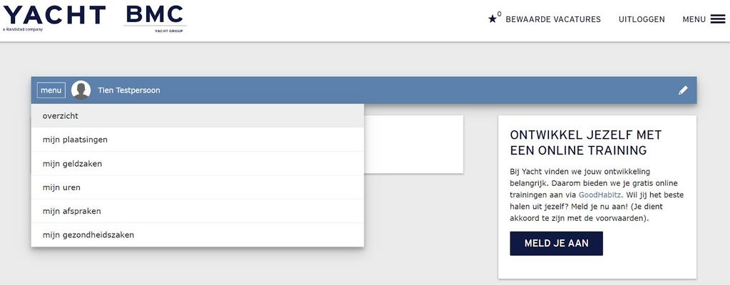 Overzicht Wanneer je ingelogd bent in Mijn Yacht / Mijn BMC, heb je in het hoofdscherm een aantal mogelijkheden.