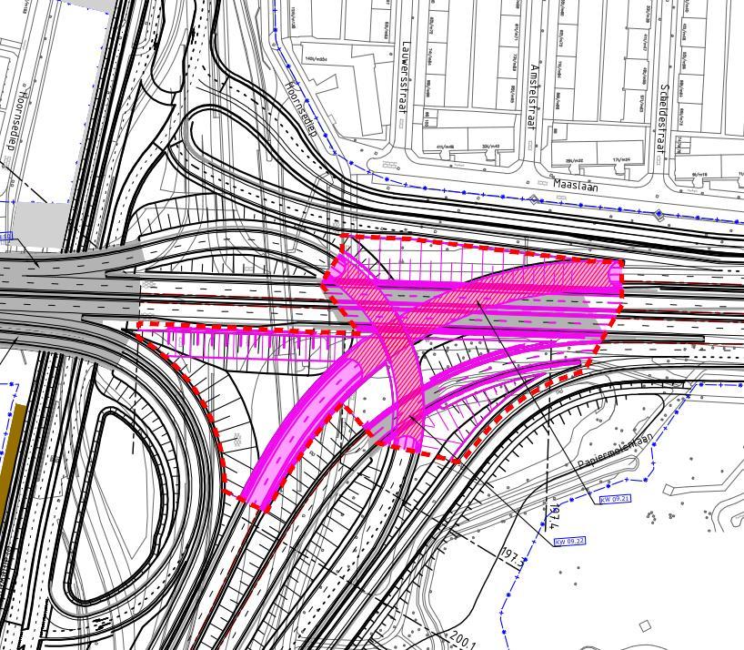 Beschrijving wijzigingen 2b Verbreden middenberm oostelijk van Europaplein vanaf de N7 naar de Europaweg die al in het Tracébesluit 2014 was opgenomen.