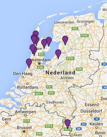 5 Testen in het veld In het najaar van 215 zijn 14 bollenkwekers gestart met een test met Micosat, verspreid over Limburg, Flevoland, Zuid-Holland en Noord-Holland (zie afbeelding 6).