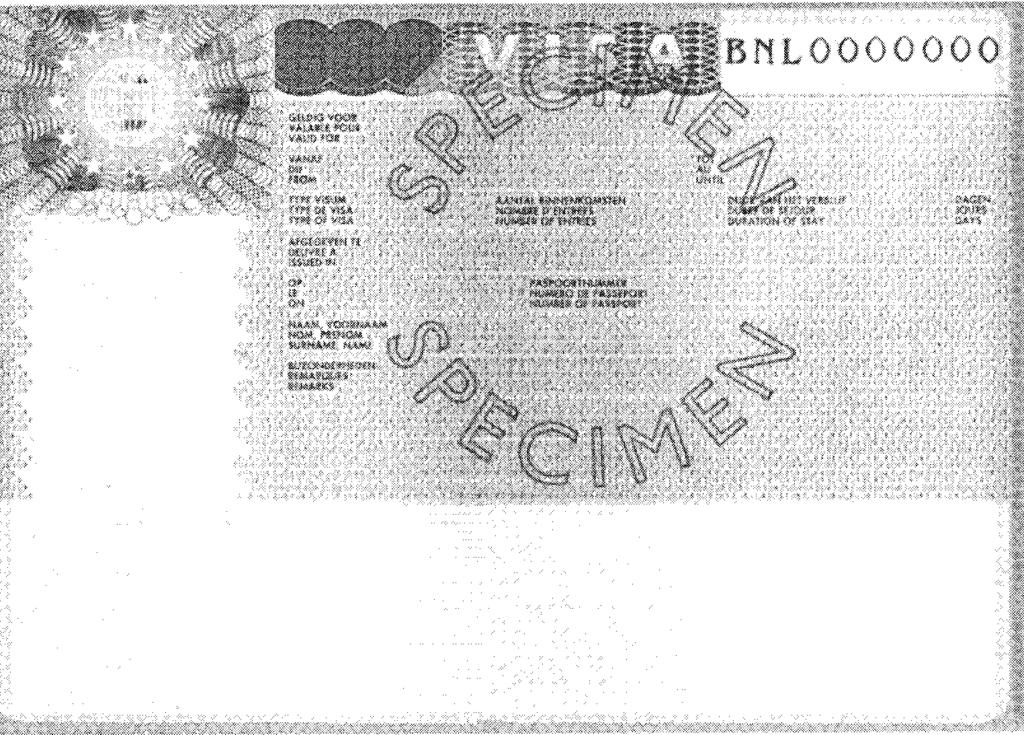 Schengenvisumsticker 2003 Uit: