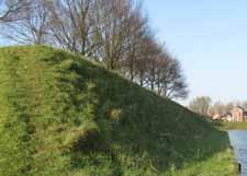 referentie binnentaluds Bastions hagen en struikvormers: Belangrijke structuurdrager van het beeld van de vestingwerken zijn de hagen aan de buitenzijde van Meidoorn en Sleedoorn.