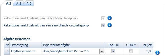 Rekenzones Bij de woonzone: aanvullende circulatiepomp.