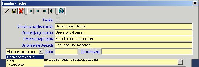 Standaard zitten er geen gegevens in het scherm Verrichtingscombinaties.