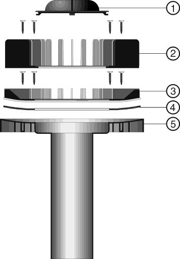 Overgangskoppeling kunststof-staal met steunbus (DN 100 voor de aansluiting aan de dakkolk QS 110 of DN 125 voor deze van de dakkolk QS 125.