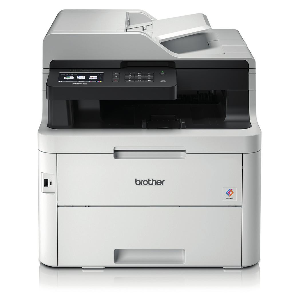 Draadloze all-in-one kleurenledprinter De multifunctionele MFC-L3750CDW biedt printen in kleur met printsnelheden tot 24 pagina s per minuut.