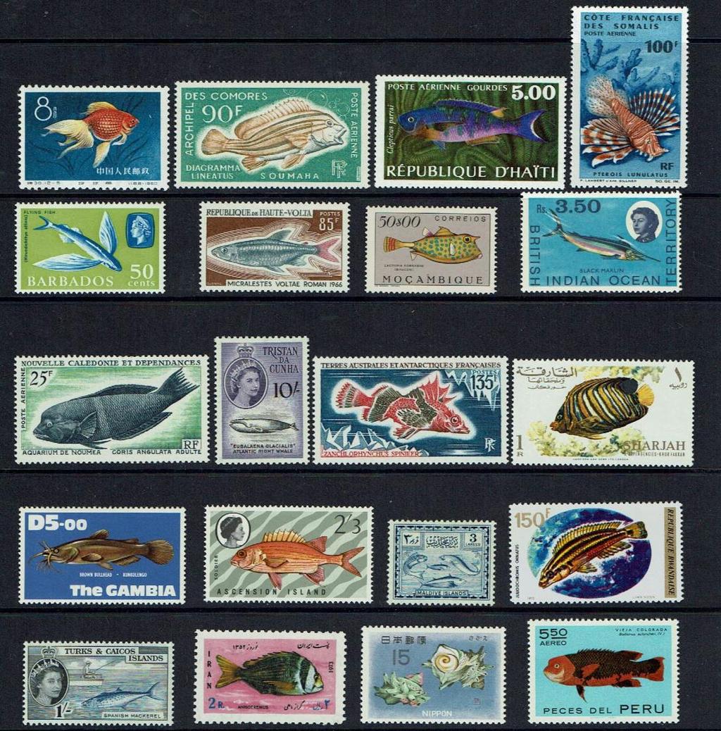 Vissen op postzegels In de september