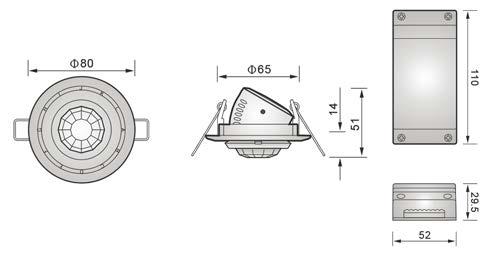 sensoren - Plafond inbouw 87055 - PLF-IB-PIRU Deze plafondinbouw aanwezigheiddetector is eenvoudig in te bouwen in praktisch elk verlaagd en systeemplafond.