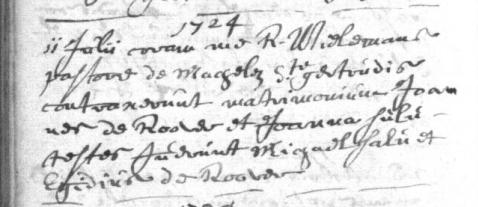 GENERATIE 6 Bewijs voor verdere afstamming (generatie 6-7) via: - Gegevens uit de parochieregisters van Machelen. VI. JAN DE ROOVER ca 1697, Machelen 29 janvier 1773 (ca 77j).