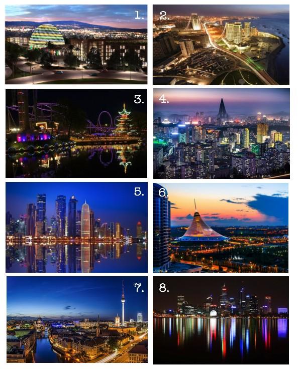 50 Cities by night Welke steden uit welke landen zie je hieronder?