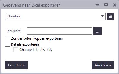 8.7 Resultaten van wijzigingsdetectie naar Excel exporteren Het geëxporteerde Excel-bestand bevat alle of gewijzigde eigenschappen die in de wijzigingenlijst zichtbaar zijn.