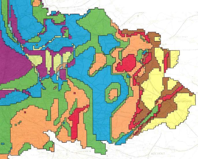 In het grondwaterplan zijn de kd-waarden in het centrum van het gebied > 3000 m2/d.