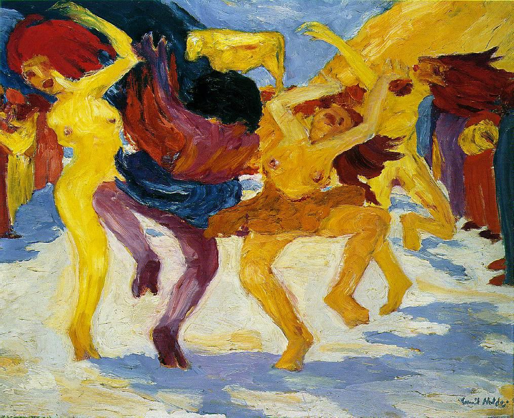 Emil Nolde 1867-1956 De Dans rond het Gouden Kalf 1910 Expressionisme. 5 Onder invloed van de Franse schilders, schildert Nolde aanvankelijk in impressionisische sijl.